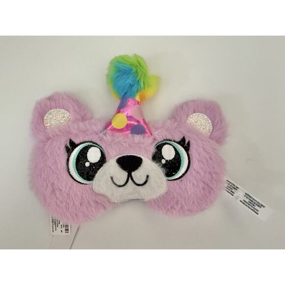 Claire’s Purple Birthday Hat Bear Sparkle Girls  Sleeping Eye Mask - Picture 3 of 4
